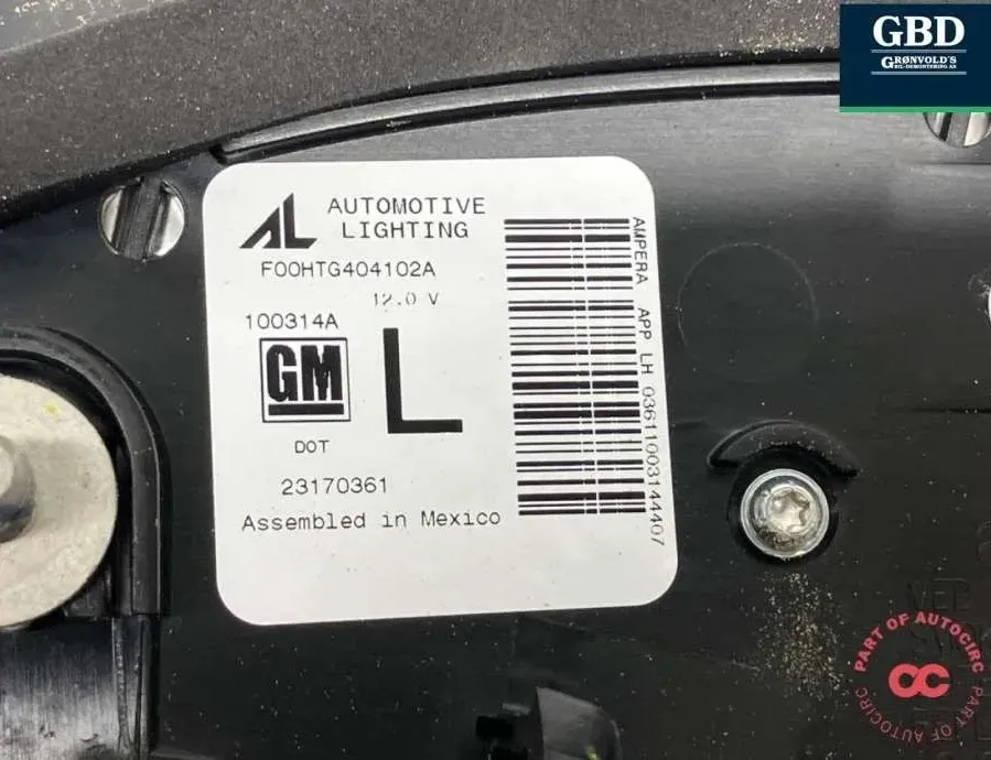 OPEL Ampera 1 generation (2012-2015) Luz trasera del portón trasero del lado izquierdo 23170361 30889346