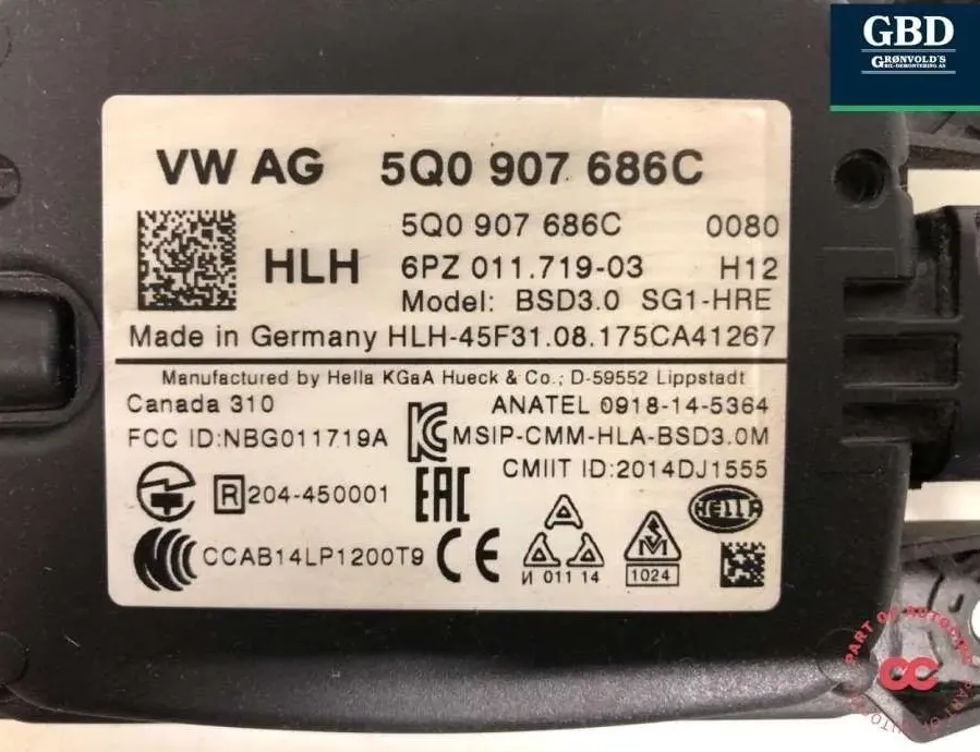 SKODA Superb 3 generation (2015-2023) Lane Departure Sensor 5q0907686c 30890020