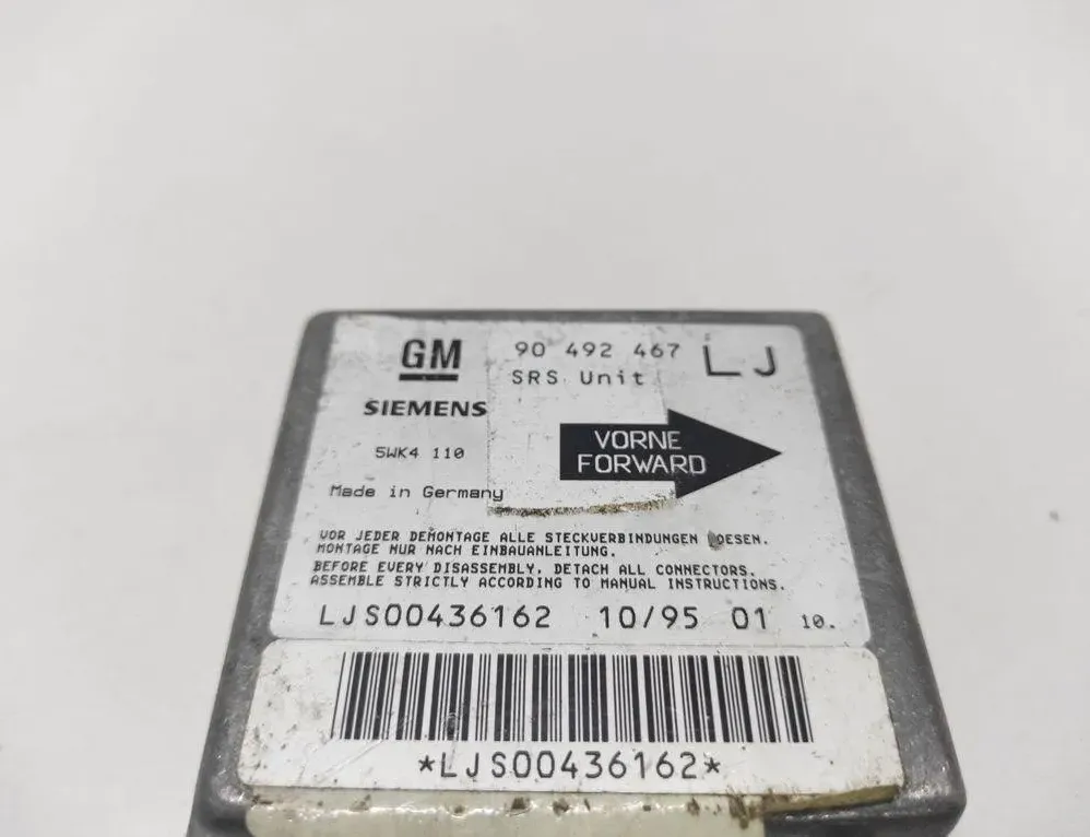 OPEL Omega B (1994-2003) SRS Control Unit 90492467 31856610