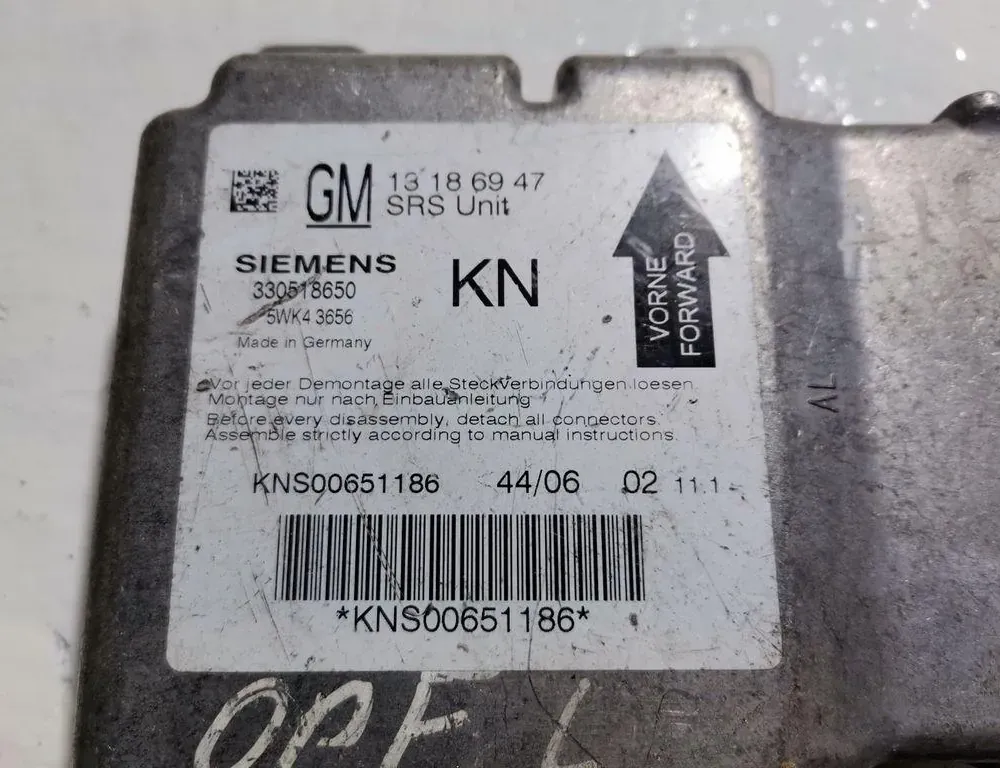 OPEL Vectra C (2002-2005) Unidad de control SRS 13186947 35016053